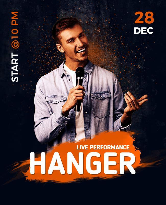 Dynamic Orange Comedy Live Performance Night Poster Template