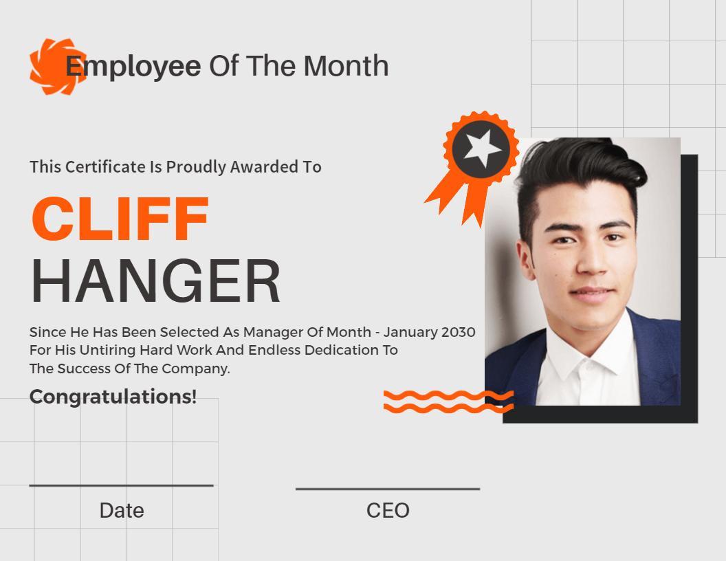 Dynamic Orange Employee Recognition Certificate Template