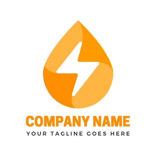 Dynamic Orange Energy Drop with Lightning Bolt Logo Template
