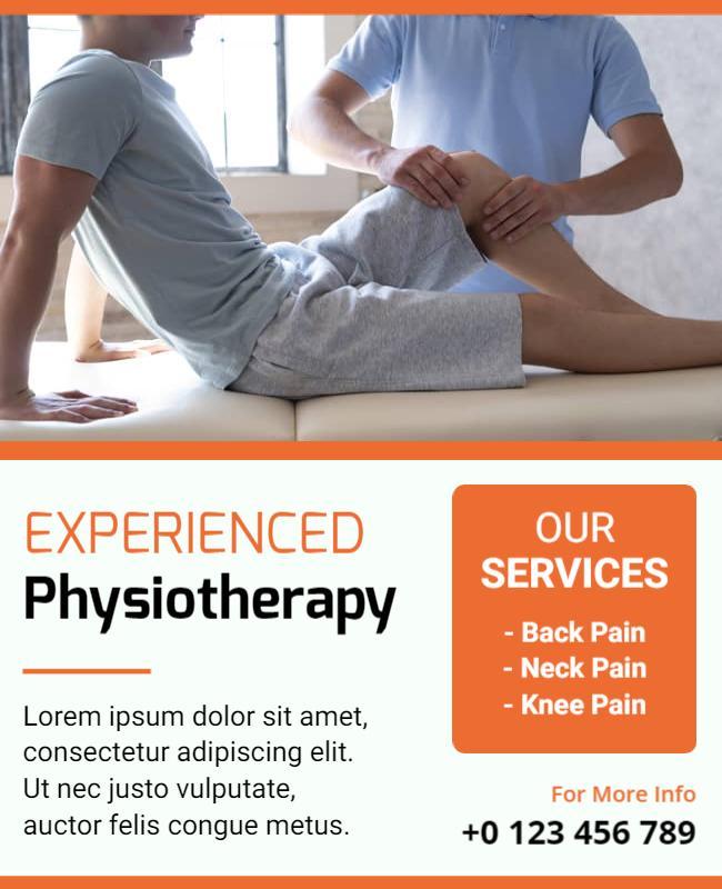 Dynamic Orange Experienced Physiotherapy Services Flyer Template