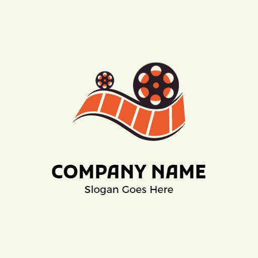 Dynamic Orange Film Reel and Strip Design for Entertainment Logo Template