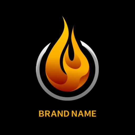 Dynamic Orange Flame Design in Bold Gradient Style Logo Template