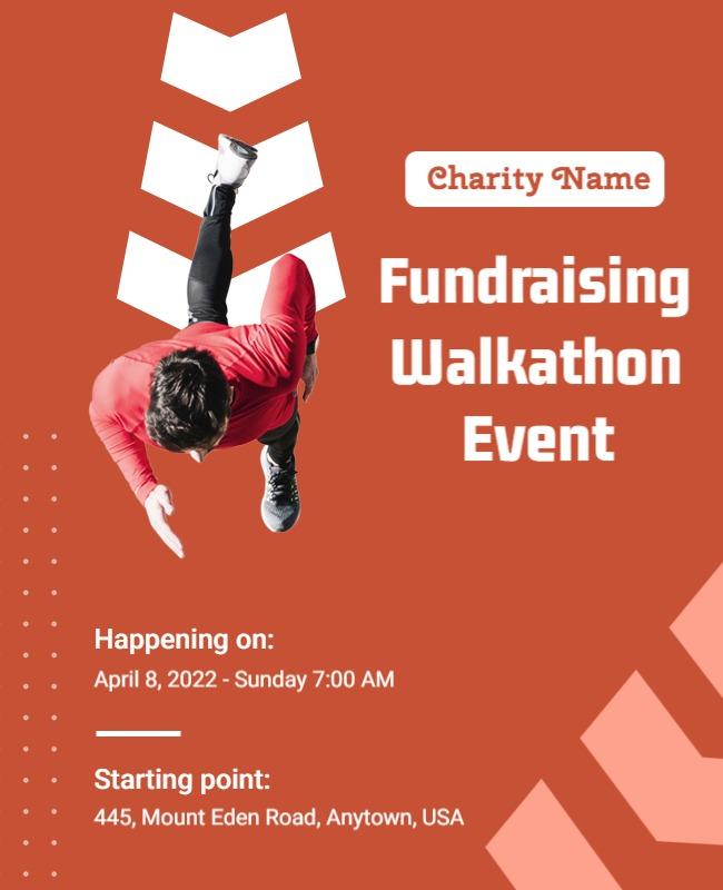 Dynamic Orange Fundraising Walkathon Event Poster Template