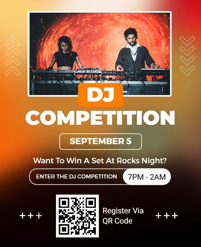 Dynamic Orange Gradient DJ Competition Flyer Template