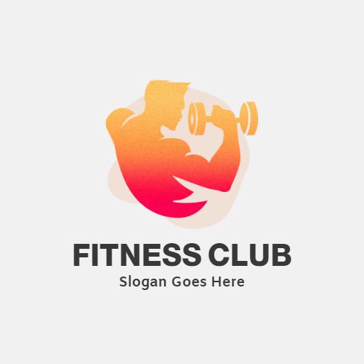 Dynamic Orange Gradient Showcasing Fitness Enthusiast Logo Template