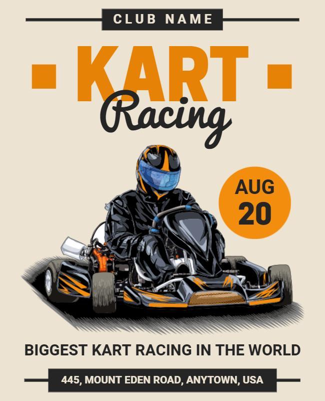 Dynamic Orange Kart Racing Competition Event Poster Template