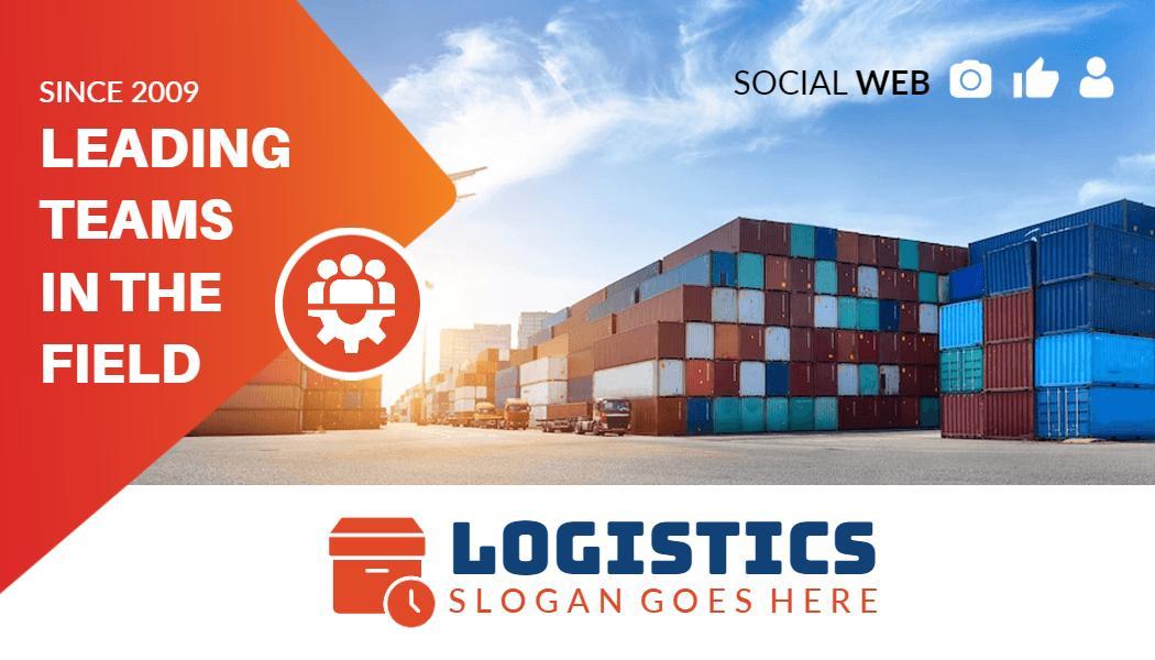 Dynamic Orange Logistics Team Coordination Business Card Template