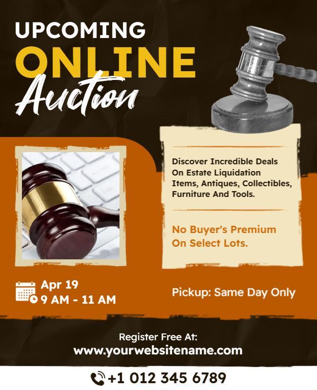 Dynamic Orange Online Estate Auction Deals Flyer Template