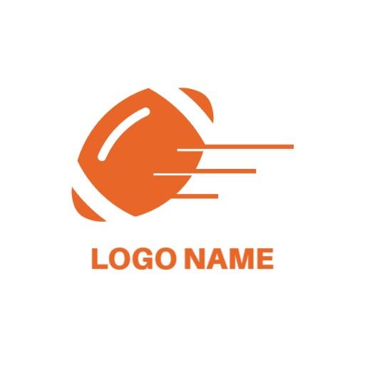 Dynamic Orange Rugby Ball in Motion Design Logo Template