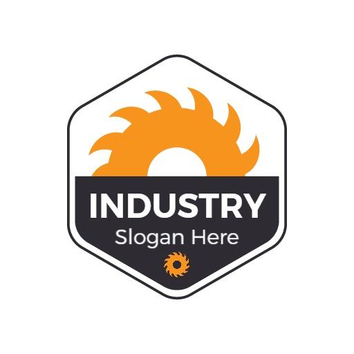 Dynamic Orange Saw Blade Icon Representing Industrial Sector Logo Template