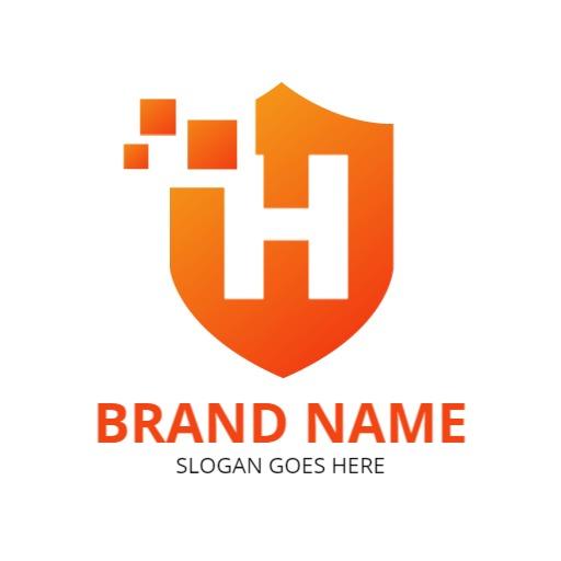 Dynamic Orange Shield Design for Security and Protection Logo Template