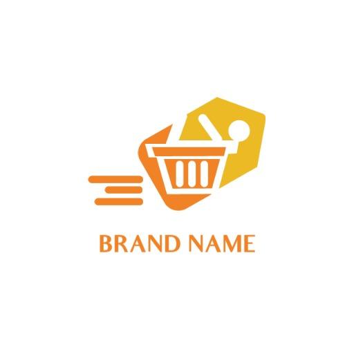 Dynamic Orange Shopping Cart Representing Online Sales Logo Template