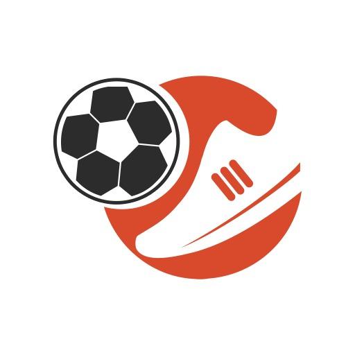 Dynamic Orange Soccer Ball and Shoe Design for Sports Logo Template