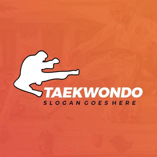 Dynamic Orange Taekwondo Action Design Representing Strength Logo Template