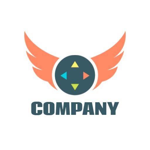 Dynamic Orange Winged Game Controller Represents Gaming Company Logo Template