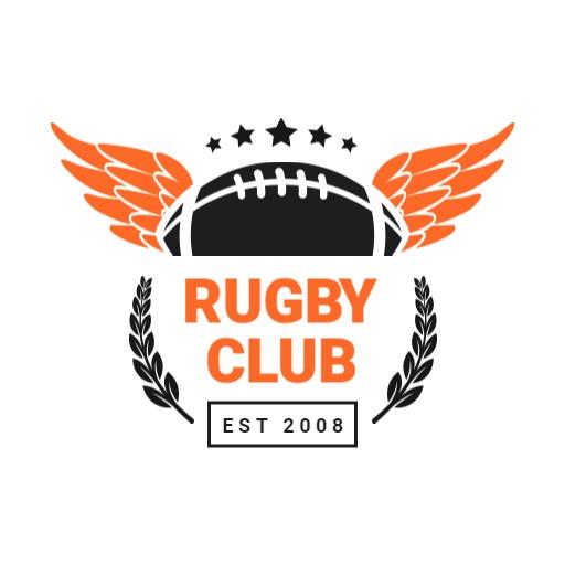 Dynamic Orange Winged Rugby Club Emblem Logo Template