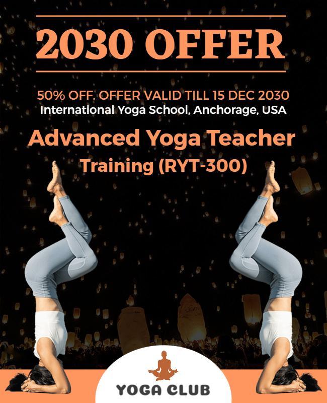 Dynamic Orange Yoga Teacher Training Offer Poster Template