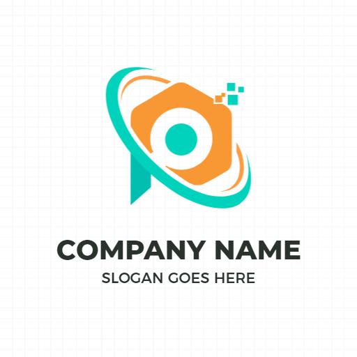 Dynamic P Letter Design with Vibrant Orange and Cyan Logo Template