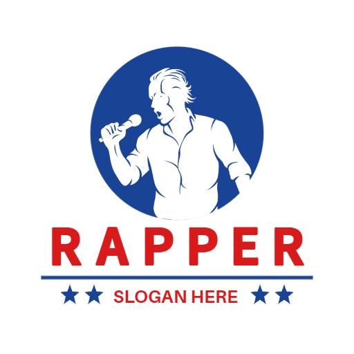 Dynamic Performer in Blue Circle for Rapper Logo Template