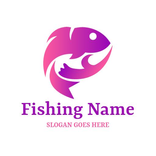 Dynamic Pink and Purple Fish Symbolizing Fishing Adventures Logo Template