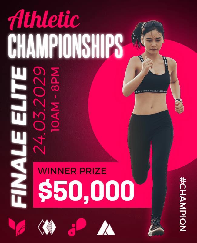 Dynamic Pink Athletic Championship Running Event Poster Template