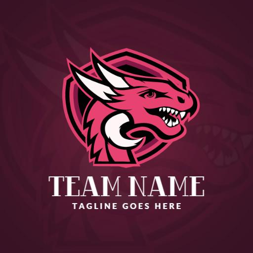 Dynamic Pink Dragon Crest Design for Team Branding Logo Template