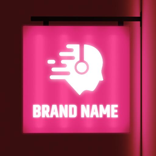Dynamic Pink Headphones Design for Creative Mockup Logo Template