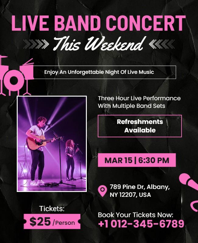 Dynamic Pink Live Music Concert Experience Flyer Template