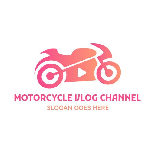 Dynamic Pink Motorcycle Design Showcasing Vlogger Adventures Logo Template