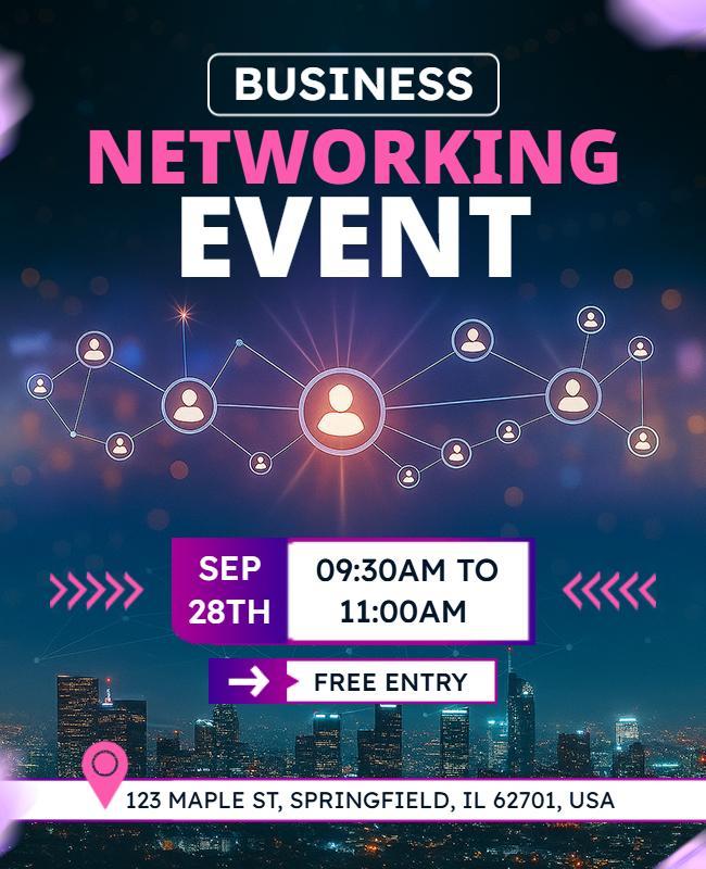 Dynamic Pink Urban Business Networking Event Flyer Template