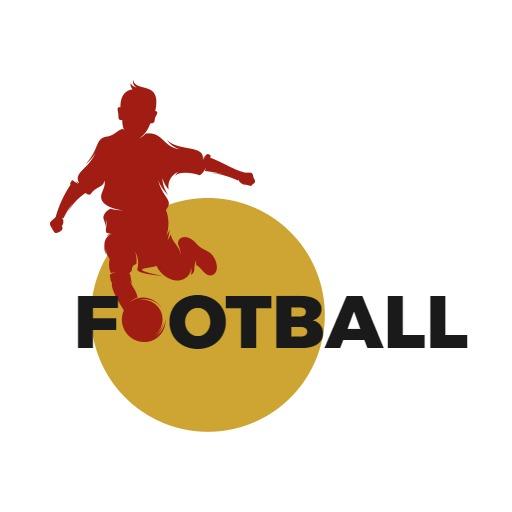 Dynamic Player Kicking Football Against Yellow Background Logo Template