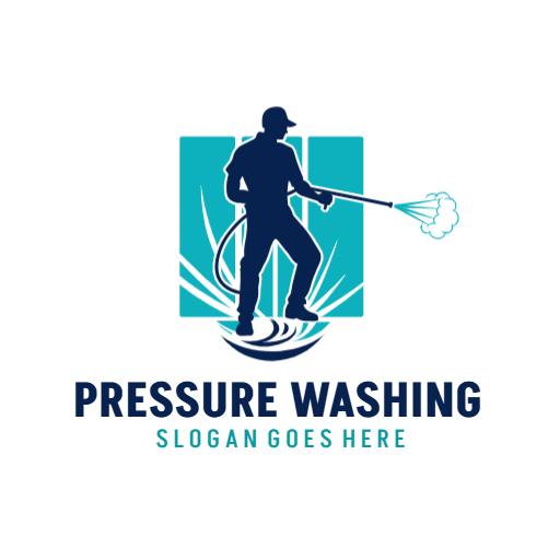 Dynamic Pressure Washing Service with Cleaning Action Logo Template