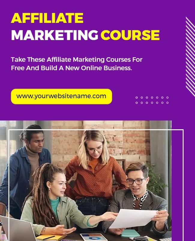 Dynamic Purple Affiliate Marketing Course Promotion Poster Template