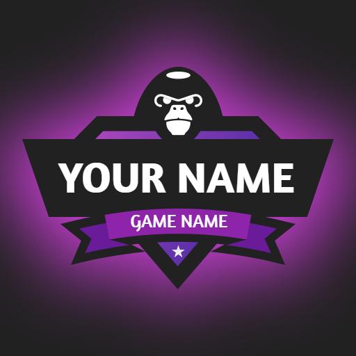 Dynamic Purple and Black Character Design in Esports Logo Template