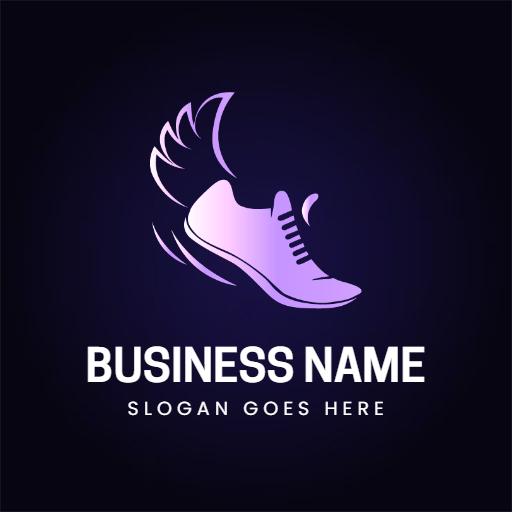 Dynamic Purple and Black Shoe Design for Athletic Shoes Logo Template
