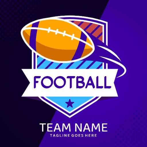 Dynamic Purple and Blue Football Design for Team Identity Logo Template