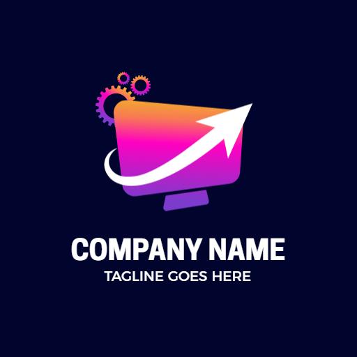 Dynamic Purple and Orange Computer Graphics Logo Template