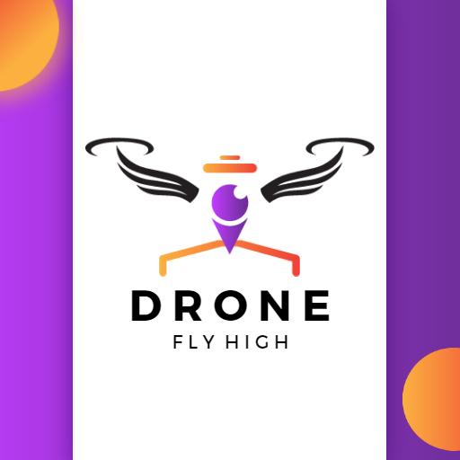 Dynamic Purple and Orange Drone Design Promoting Aerial Freedom Logo Template