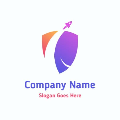 Dynamic Purple and Orange Shield Design for Security Logo Template