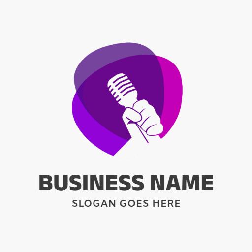 Dynamic Purple and Pink Music Microphone Logo Template