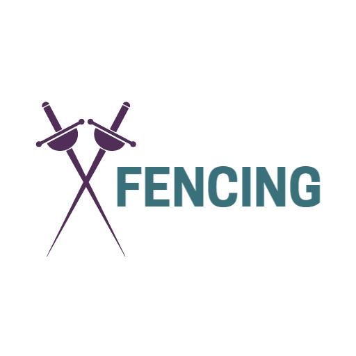 Dynamic Purple and Teal Design Representing Fencing Logo Template