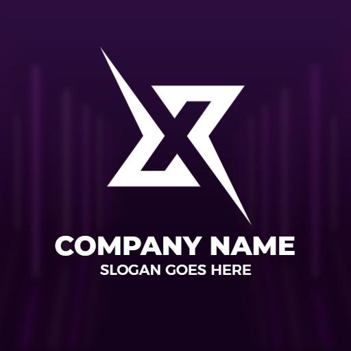 Dynamic Purple and White X Letter Design for Branding Logo Template