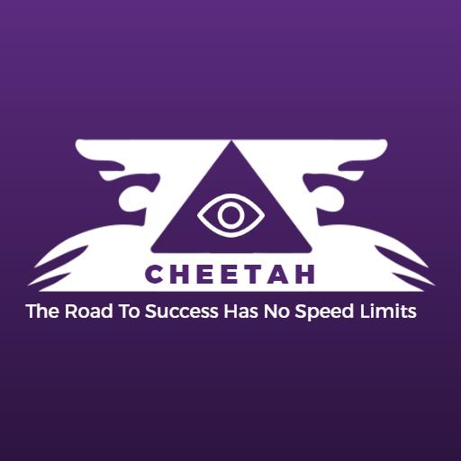 Dynamic Purple Cheetah Design Promoting Success and Speed Logo Template