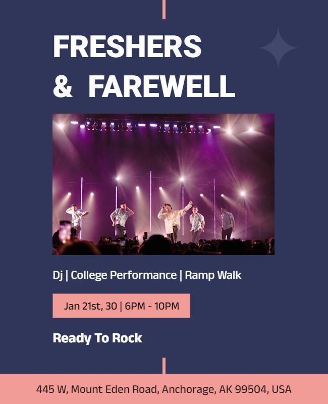 Dynamic Purple College Freshers Farewell Performance Poster Template