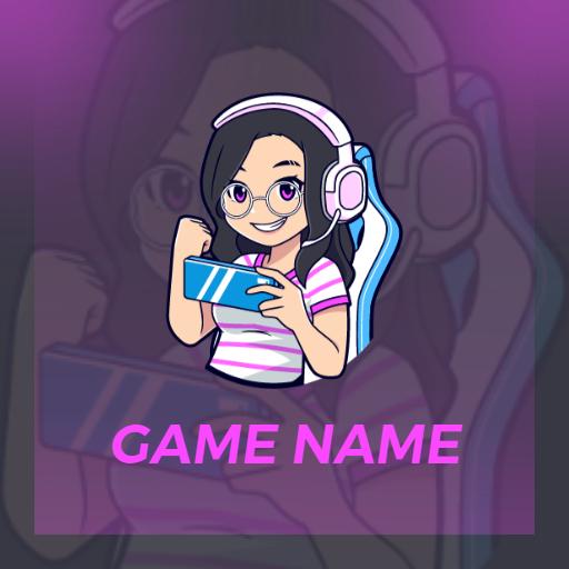 Dynamic Purple Gaming Female Character for Esports Logo Template