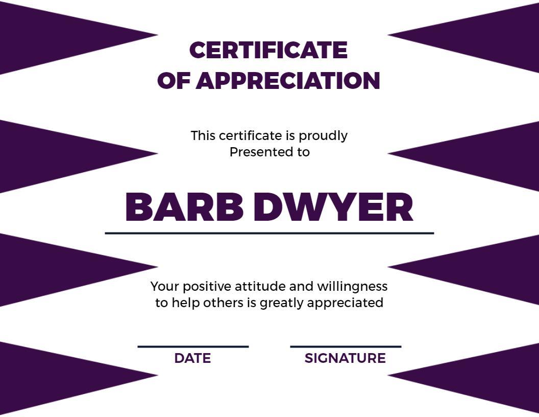 Dynamic Purple Geometric Appreciation Award Certificate Template