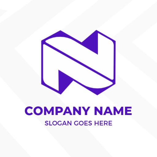 Dynamic Purple Geometric Design Featuring N Letter Logo Template