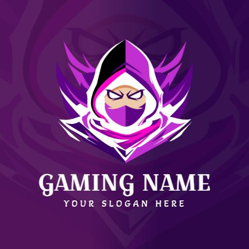 Dynamic Purple Ninja Character Representing Esports Logo Template