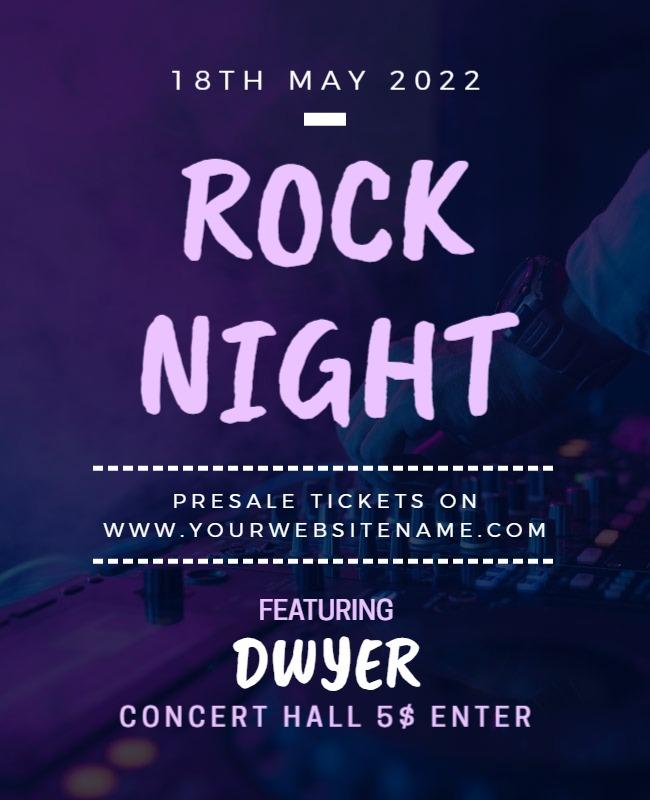 Dynamic Purple Rock Night Concert Poster Template