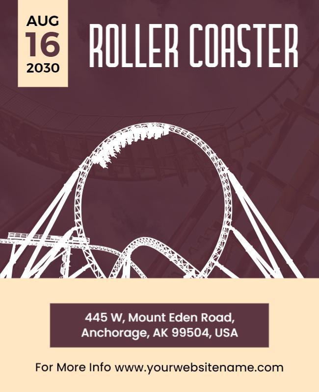 Dynamic Purple Roller Coaster Adventure Event Poster Template